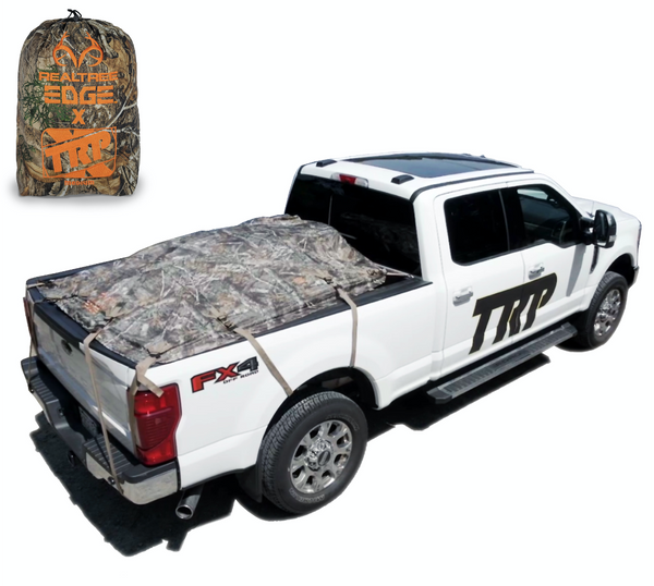 LARGE The X-Cover by TRPx made with Realtree Edge Material - Trailer and Truck Bed Cover - Integrated Heavy Duty Tarp and Tie Down