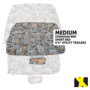 MEDIUM The X-Cover by TRPx Made with Realtree Edge Material - Trailer and Truck Bed Cover - Integrated Heavy Duty Tarp and Tie Down